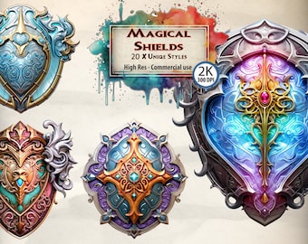 Shield Clipart: Fantasy RPG Knight Shields (PNG Files)