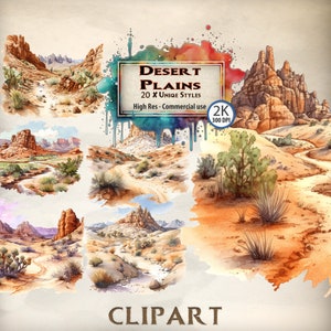 Clipart Pustyni Amerykańskie Równiny Clipart Pakiet Western Cowboy PNG Przygoda Zdjęcia Akwarela Sawanna Kaktus Krajobraz Cyfrowe Tło