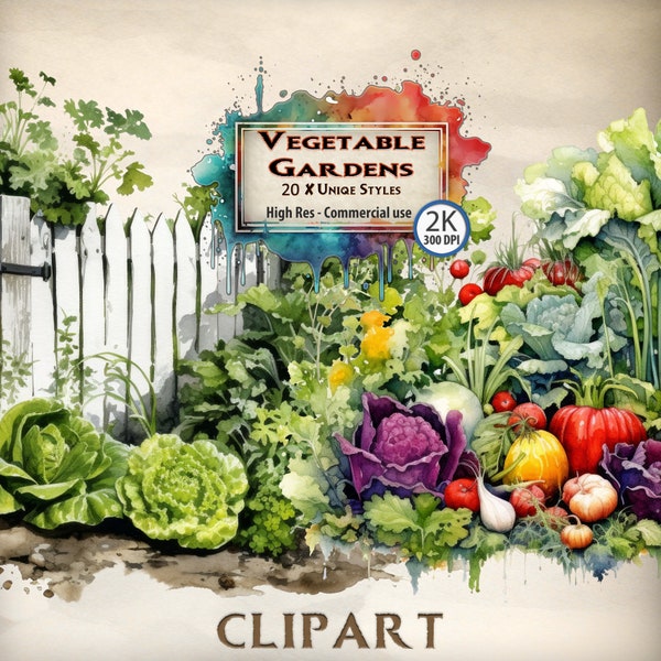 Vegetable Clipart Gardening clipart bundle Cottagecore Garden outdoors allotment summer watercolor images PNG