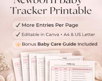 Tracker per neonati minimalista stampabile - Canva modificabile, formato A4/US Letter