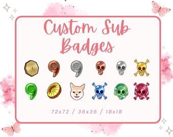 Custom Twitch Sub Badges for Streamer | Youtube, Twitch, Discord | Vtuber, Animal , Characters .
