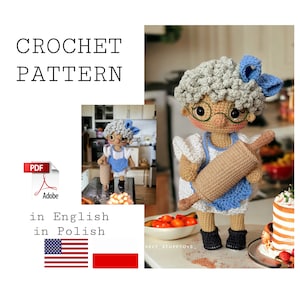 Amigurumi crochet pattern Granny/Grandma, DIY Crochet Project for Home Decor   PDF in English and Polish