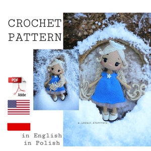 Elsa amigurumi doll pattern, doll crochet pattern, cute sweet amigurumi, English PDF
