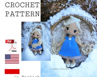 Elsa Amigurumi-Puppen Häkelanleitung, Häkelanleitung, süßes süßes Amigurumi, englisches PDF