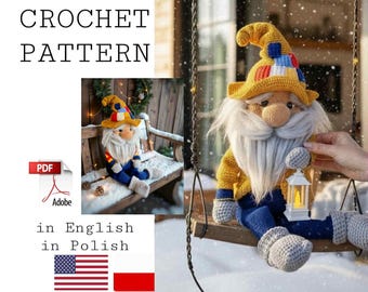 crochet pattern gnome, elf, crochet christmas pattern, amigurumi christmas, English PDF