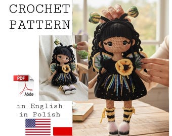 Modèle de poupée au crochet, modèle de fée au crochet, fée amigurumi, modèle de poupée fée avec vêtements, PDF anglais