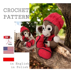 Amigurumi haakpatroon pdf Aap, amigurumi eenvoudig patroon safari dieren, gehaakte aap amigurumi, schattige amigurumi