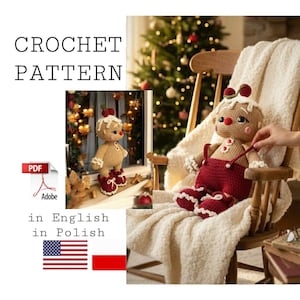 crochet pattern gingerbread couple, crochet doll pattern, amigurumi gingerbread pattern, christmas pattern, English PDF