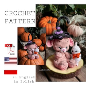 Halloween Teddy Bear with Ghost crochet pattern amigurumi pdf english polish