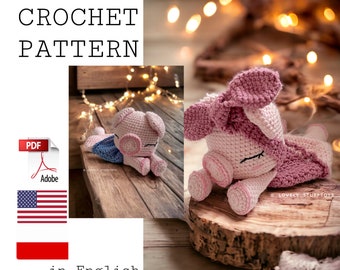 Blanket, Piggy Security Blanket, Pig security blanket crochet pattern, PDF English Polish, crochet toy pattern