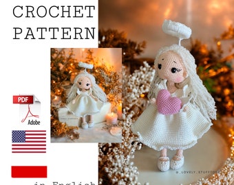 Laila Angel amigurumi doll pattern, doll crochet pattern, cute sweet amigurumi, English PDF