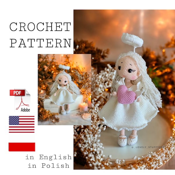 Modèle de poupée amigurumi Laila Angel, modèle de poupée au crochet, adorables amigurumi doux, PDF anglais