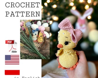 Chick crochet pattern, Easter crochet pattern, chicken crochet amigurumi pattern PDF English Polish