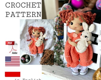 Haakpatroon amigurumi-outfit met konijntje voor pop PDF Engels