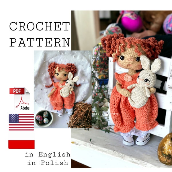 Crochet pattern amigurumi outfit with bunny for doll PDF english