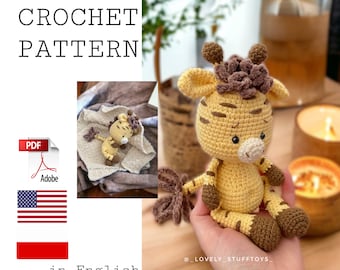 Toro amigurumi tiny giraffe pattern, Toro the giraffe pattern, tiny giraffe pattern, PDF tutorial English