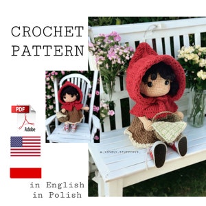 Amigurumi pattern doll crochet for Little Red Riding Hood PDF in English and Polish