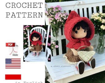 Amigurumi pattern doll crochet for Little Red Riding Hood PDF in English and Polish