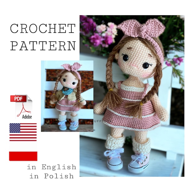 Grace amigurumi doll pattern for your children's, doll crochet pattern, English PDF