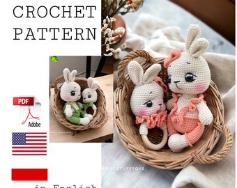 Crochet Bunny and Rattle Amigurumi Pattern (PDF)
