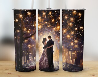 Envoltorio para vaso Twilight: Arte radiante de 20 oz con purpurina para un toque de encanto