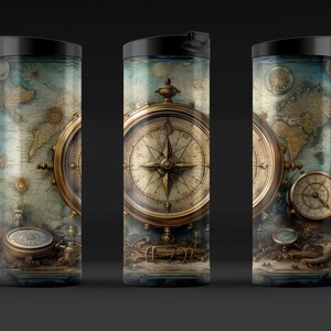 Tesoros del Viejo Mundo: Mapa antiguo y brújula, envoltorio para vaso de 20 oz imagen 7