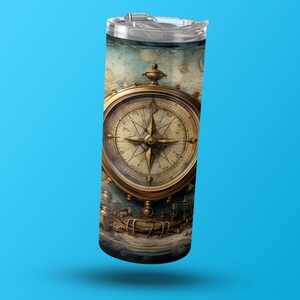 Tesoros del Viejo Mundo: Mapa antiguo y brújula, envoltorio para vaso de 20 oz imagen 4