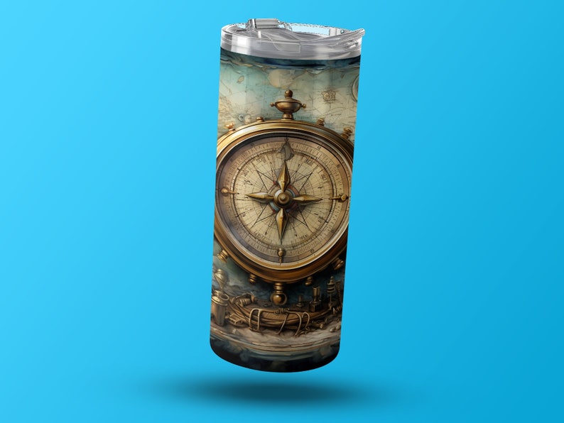 Tesoros del Viejo Mundo: Mapa antiguo y brújula, envoltorio para vaso de 20 oz imagen 4