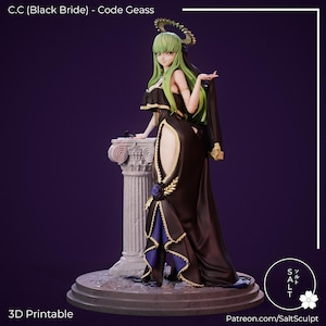 Black Veiled Bride - 1/7 - 275mm High Quality 12K 3D Printed Figurine - Unpainted Display Figurine - Fan Art - Video Game | SaltSculpts