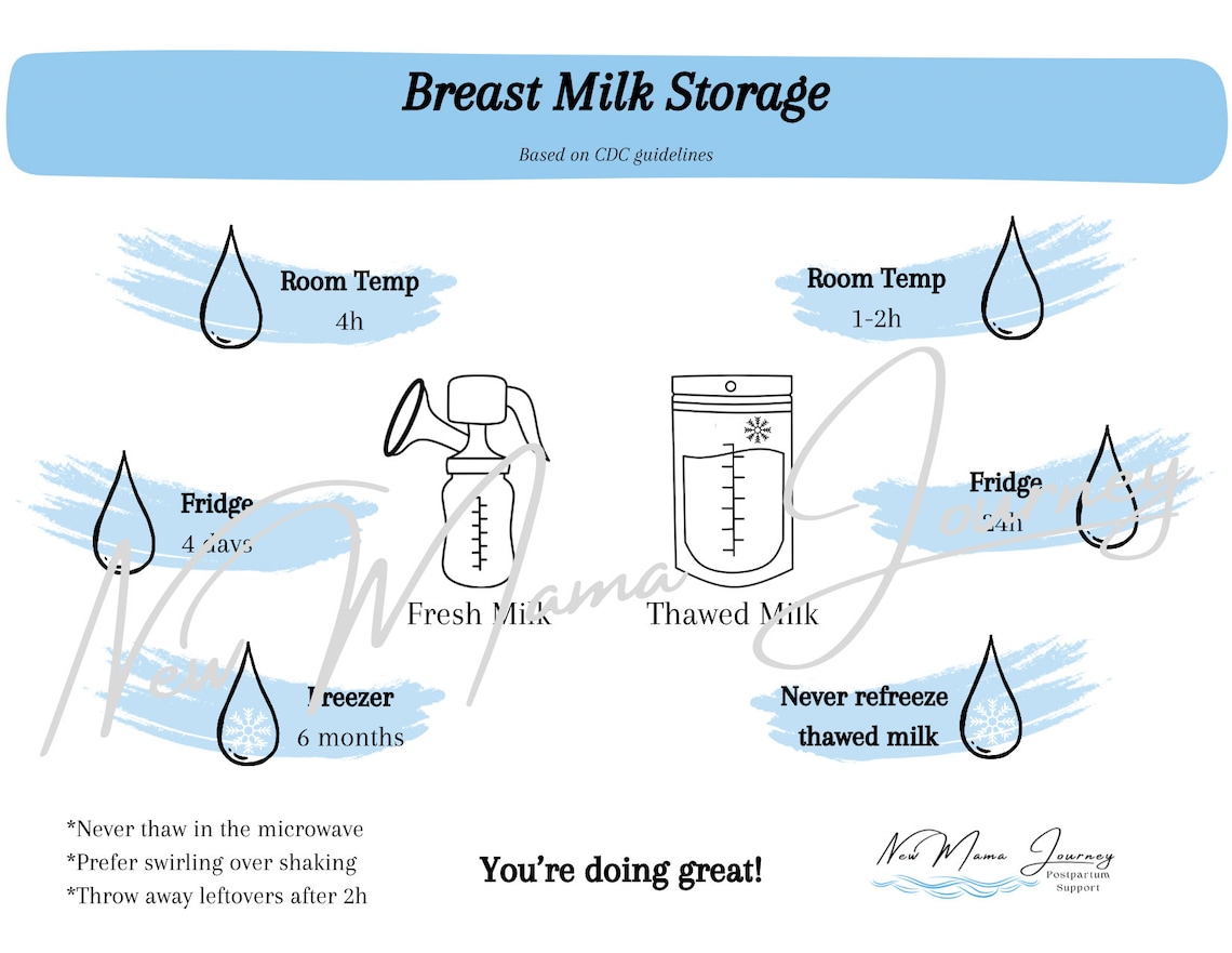 PRINTABLE Breast Milk Storage Guidelines Etsy