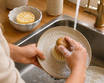 Savon à vaisselle solide aux agrumes frais | Processus à froid fait main | Savon de cuisine | Barre à vaisselle naturelle avec brosse à récurer et option vaisselle