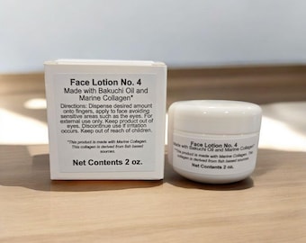 lotion pour le visage à l'huile de Bakuchi | lotion pour le visage n° 4 | Collagène marin | hydratant pour peau sensible non parfumé | 1,7 oz et 5 oz