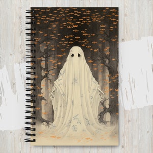 Halloween Notebook | Spiral Notebook with Ghost Graphic |  Spooky Ghost Planner | Halloween Gift for Scheduling the Holidays