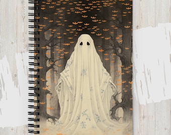 Halloween Notebook | Spiral Notebook with Ghost Graphic |  Spooky Ghost Planner | Halloween Gift for Scheduling the Holidays