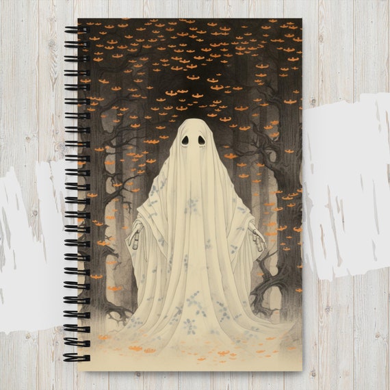 Halloween Notebook | Spiral Notebook with Ghost Graphic |  Spooky Ghost Planner | Halloween Gift for Scheduling the Holidays