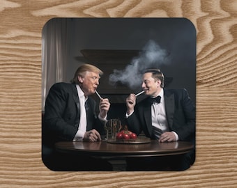 Donald Trump and Elon Musk Coaster | MAGA & Twitter Cork-Back Coaster | Show Your Support for the Future of America!