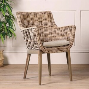 rattan lounge armchair - woven rattan chair - wooden chair - outdoor furniture - wicker chair