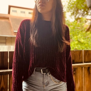 Maroon Velvet Sweater