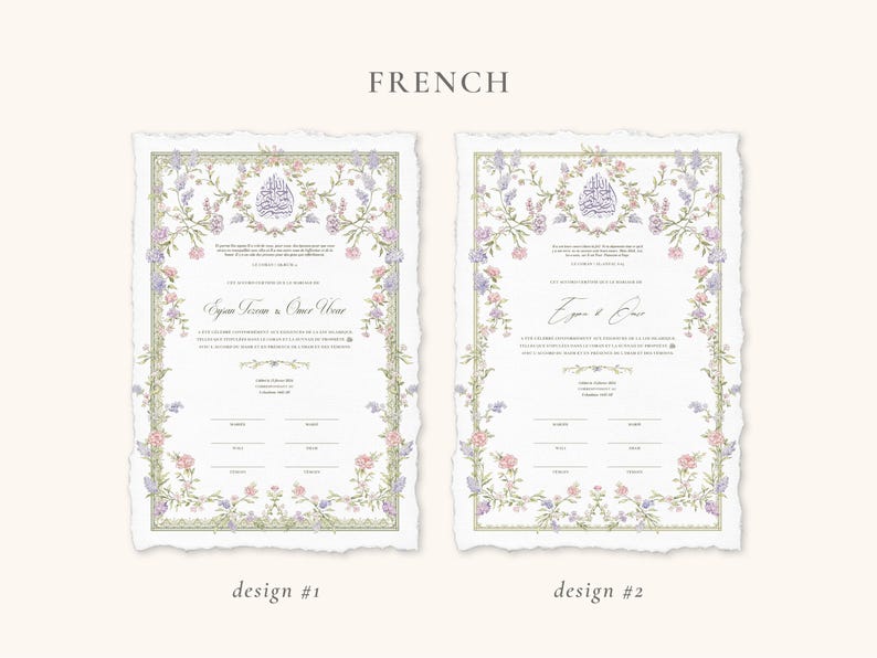 A4 Nikkah Certificate Pastel Floral | Dini Nikah Belgesi Akdi Hatıra | Islamic Marriage Contract Wedding Muslim Keepsake image 10