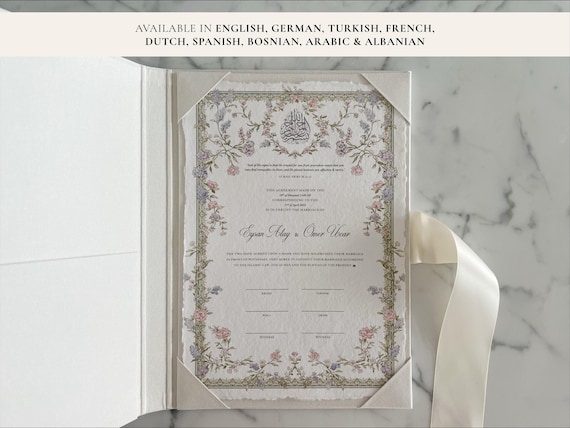 A4 Dreamy Pastel Nikkah Certificate | Dini Nikah Belgesi | Islamic Marriage Contract