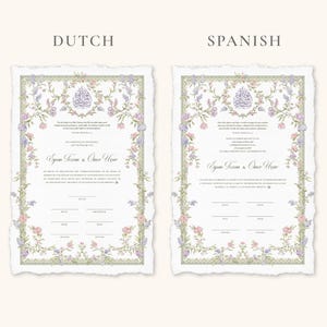 A4 Nikkah Certificate Pastel Floral | Dini Nikah Belgesi Akdi Hatıra | Islamic Marriage Contract Wedding Muslim Keepsake image 12