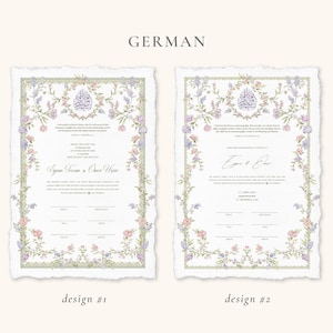 A4 Nikkah Certificate Pastel Floral | Dini Nikah Belgesi Akdi Hatıra | Islamic Marriage Contract Wedding Muslim Keepsake image 9