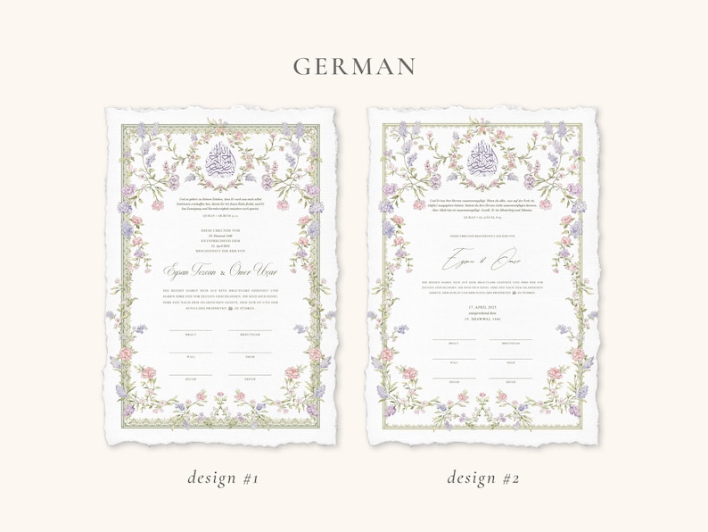 A4 Nikkah Certificate Pastel Floral | Dini Nikah Belgesi Akdi Hatıra | Islamic Marriage Contract Wedding Muslim Keepsake image 9
