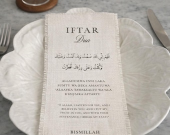 Linen Dua Cards Iftar Ramadan Home Decor Islamic Table Setting