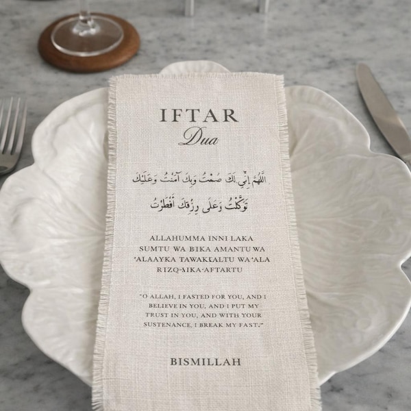Linen Dua Cards Iftar Ramadan Home Decor Islamic Table Setting