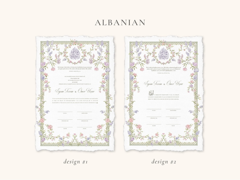 A4 Nikkah Certificate Pastel Floral | Dini Nikah Belgesi Akdi Hatıra | Islamic Marriage Contract Wedding Muslim Keepsake image 13