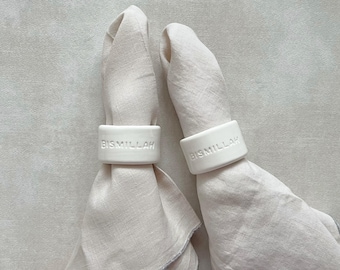 Ceramic Bismillah Napkin Rings Muslim Home Decor Ramadan Table Setting Eid