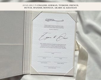 A4 Nikkah Certificate Minimal | Dini Nikah Belgesi Akdi Hatıra | Islamic Marriage Contract Wedding Muslim Keepsake