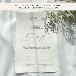Minimal Nikkah-Zertifikat | Dini Nikah Belgesi | Islamische Heiratsurkunde | Englisch/Deutsch/Türkisch/Französisch/Dutch/Spanisch/Albanisch