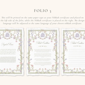 A4 Nikkah Certificate Pastel Floral | Dini Nikah Belgesi Akdi Hatıra | Islamic Marriage Contract Wedding Muslim Keepsake image 5
